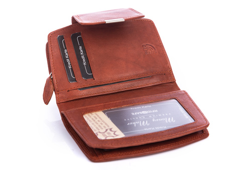 Money Maker Damen Leder Portemonnaie braun RFID
